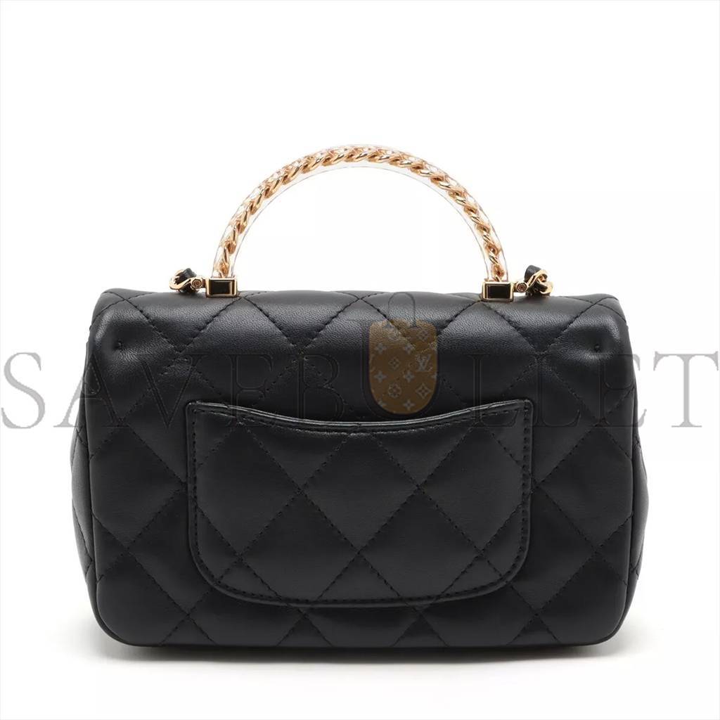 CHANEL MASTER MINI MATELASSE LAMBSKIN 2WAY SHOULDER BAG TOP HANDLE BLACK GOLD METAL AS4848 (19*12*6cm)